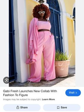 GabiFresh FTF 2 piece Pink Wide-Leg High-Waist Pants & crop top